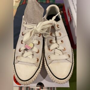 Bobs Skechers White Sneakers with Copper Eyelets 5 worn once
